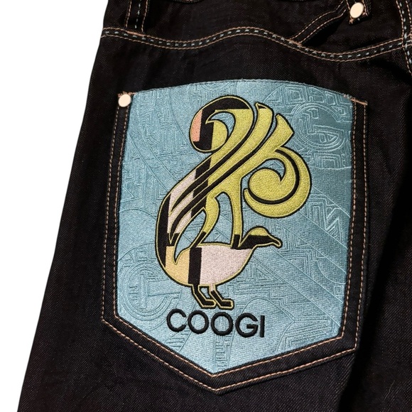Coogi Y2K Mens Cyber Grunge Punk Embroidered Baggy Jeans Size 38/32 - Picture 9 of 10